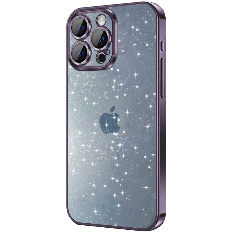 Накладка пластикова GLITTER для iPhone 13 Pro  (фіолетова)-0